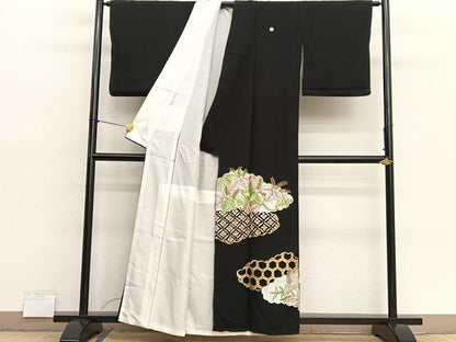 平和屋着物■豪華黒留袖　総刺繍　雲取り有職花文　金銀糸　正絹　逸品　BAAX7346hv