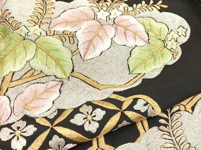 平和屋着物■豪華黒留袖　総刺繍　雲取り有職花文　金銀糸　正絹　逸品　BAAX7346hv