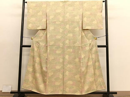 平和屋着物■上質な小紋　切嵌枝葉文　正絹　逸品　BAAX7353hv