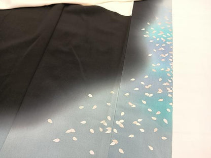 平和屋着物■豪華黒留袖　作家物　鴛鴦梅文　暈し染め　銀彩　正絹　逸品　BAAX7357hv　