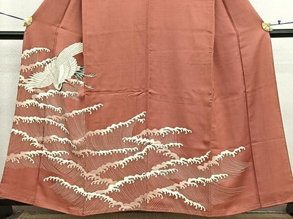 平和屋着物■中国三大刺繍　相良刺繍　色留袖　立波飛鶴文　金彩　正絹　逸品　BAAX7358hv
