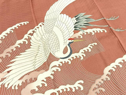 平和屋着物■中国三大刺繍　相良刺繍　色留袖　立波飛鶴文　金彩　正絹　逸品　BAAX7358hv