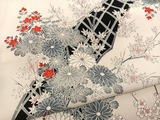 平和屋着物■上質な小紋　籬花文　正絹　逸品　BAAX7359hv