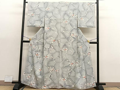 平和屋着物●上質な小紋　地紋起こし　紫陽花　正絹　逸品　BAAX7362hv