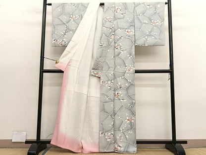 平和屋着物●上質な小紋　地紋起こし　紫陽花　正絹　逸品　BAAX7362hv