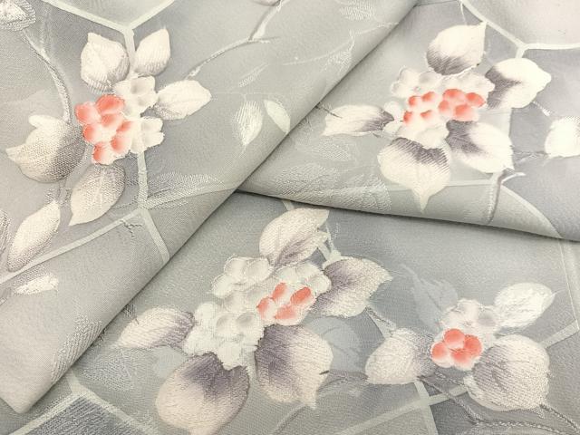 平和屋着物●上質な小紋　地紋起こし　紫陽花　正絹　逸品　BAAX7362hv