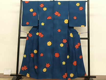 平和屋着物■上質な小紋　花楓文　ろうけつ染め　暈し染め　正絹　逸品　BAAX7363hv