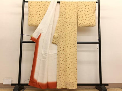 平和屋着物■上質な小紋　光琳梅　鬼しぼ縮緬　正絹　逸品　BAAX7364hv