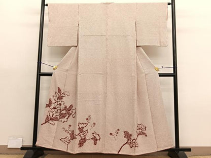 平和屋着物■色留訪問着　総絞り　刺繍　枝花文　正絹　逸品　BAAX7365hv