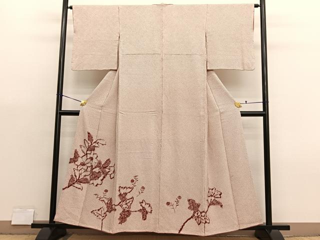 平和屋着物■色留訪問着　総絞り　刺繍　枝花文　正絹　逸品　BAAX7365hv