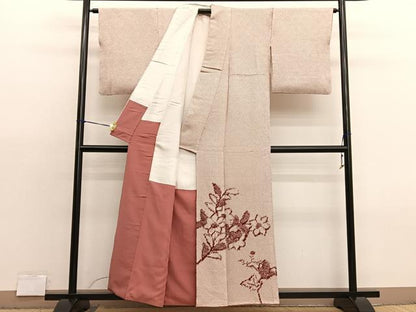 平和屋着物■色留訪問着　総絞り　刺繍　枝花文　正絹　逸品　BAAX7365hv