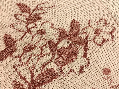 平和屋着物■色留訪問着　総絞り　刺繍　枝花文　正絹　逸品　BAAX7365hv