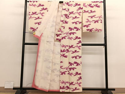 平和屋着物■上質な小紋　舞葉文　正絹　逸品　BAAX7367hv