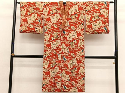 平和屋着物■アンティーク　大正ロマン長襦袢　袷　唐子楽器花文　正絹　逸品　BAAX7371hv