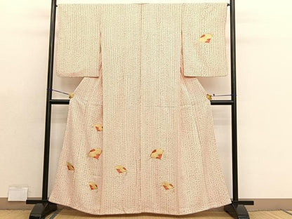 平和屋着物■訪問着　総絞り　駒刺繍　扇面文　金糸　正絹　逸品　BAAX7383hv