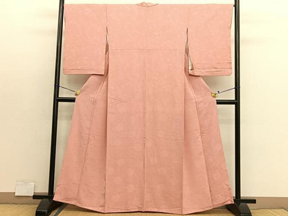 平和屋着物■上質な色無地　花唐草地紋　肉桂色　正絹　逸品　BAAX7385hv