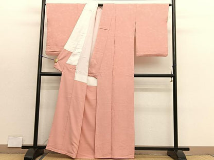 平和屋着物■上質な色無地　花唐草地紋　肉桂色　正絹　逸品　BAAX7385hv