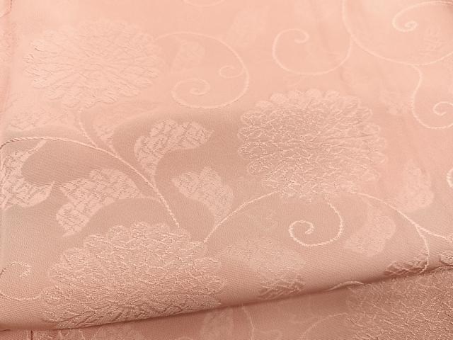 平和屋着物■上質な色無地　花唐草地紋　肉桂色　正絹　逸品　BAAX7385hv
