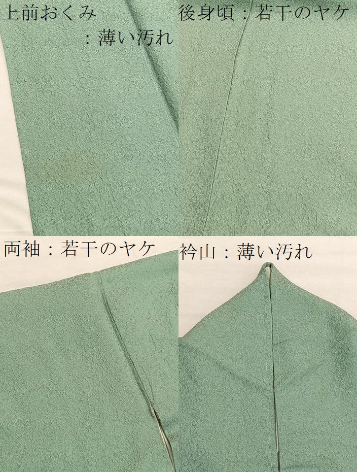平和屋着物■上質な色無地　紋意匠　山葵色　正絹　逸品　BAAX7388hv