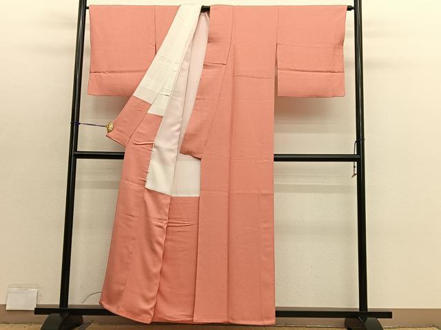 平和屋着物■本草木染作家　瑞寶　色無地　紋意匠　東雲色　正絹　逸品　BAAX7389hv