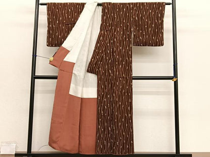 平和屋着物■上質な小紋　蔦の葉文　一珍染　正絹　逸品　BAAX7390hv