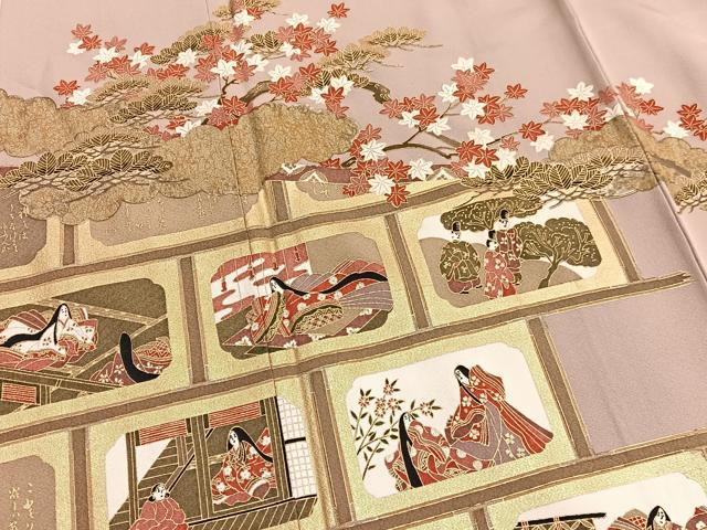 平和屋着物■豪華色留袖　作家物　人物風景文　金彩　正絹　逸品　BAAX7393hv