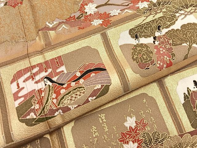 平和屋着物■豪華色留袖　作家物　人物風景文　金彩　正絹　逸品　BAAX7393hv
