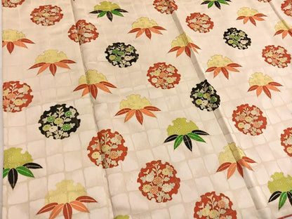 平和屋着物■上質な小紋　雪輪笹花文　金彩　金通し地　正絹　逸品　BAAX7397hv