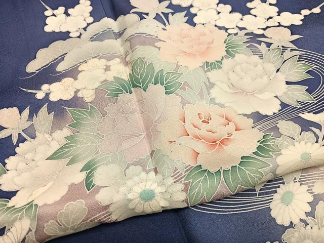 平和屋着物■訪問着　流水花文　暈し染め　小田急百貨店扱い　正絹　逸品　BAAX7399hv