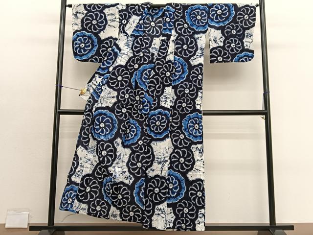 平和屋着物∴夏物　浴衣　有松鳴海絞り　舞花文　綿　逸品　BAAX7402hv