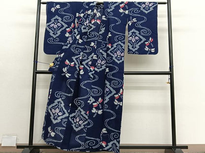 平和屋着物∴夏物　浴衣　有松鳴海絞り　蜻蛉杜若文　綿　逸品　BAAX7405hv
