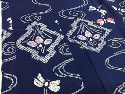 平和屋着物∴夏物　浴衣　有松鳴海絞り　蜻蛉杜若文　綿　逸品　BAAX7405hv