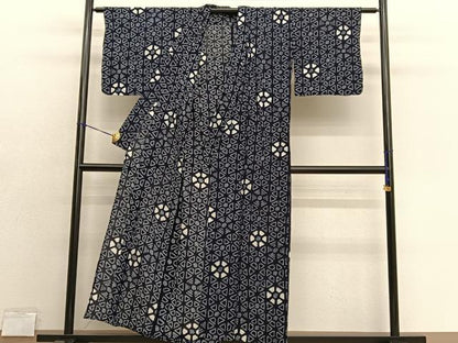 平和屋着物∴夏物　浴衣　有松鳴海絞り　幾何学文様　綿　逸品　BAAX7406hv