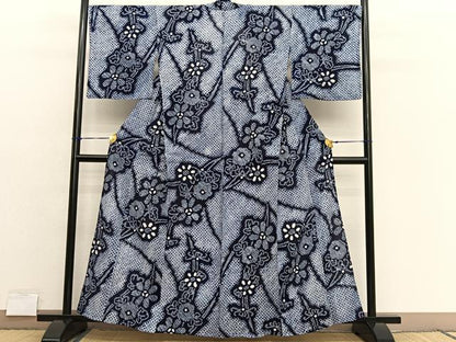 平和屋着物∴夏物　浴衣　有松鳴海絞り　草花文　綿　逸品　BAAX7409hv