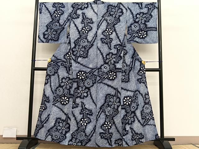 平和屋着物∴夏物　浴衣　有松鳴海絞り　草花文　綿　逸品　BAAX7409hv