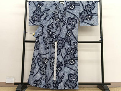 平和屋着物∴夏物　浴衣　有松鳴海絞り　草花文　綿　逸品　BAAX7409hv