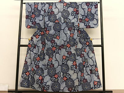 平和屋着物∴夏物　浴衣　有松鳴海絞り　草花文　綿　逸品　BAAX7412hv