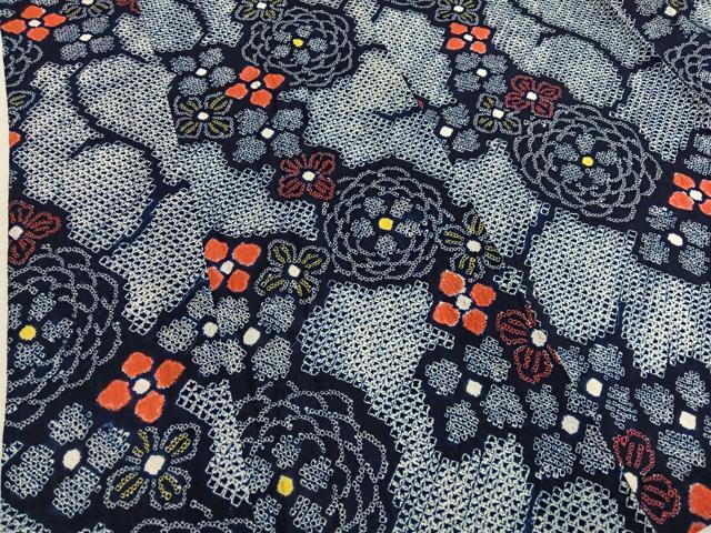 平和屋着物∴夏物　浴衣　有松鳴海絞り　草花文　綿　逸品　BAAX7412hv