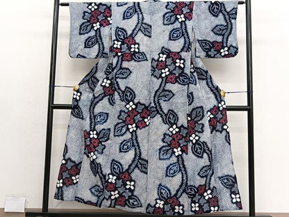 平和屋着物∴夏物　浴衣　有松鳴海絞り　朝顔　綿　逸品　BAAX7413hv