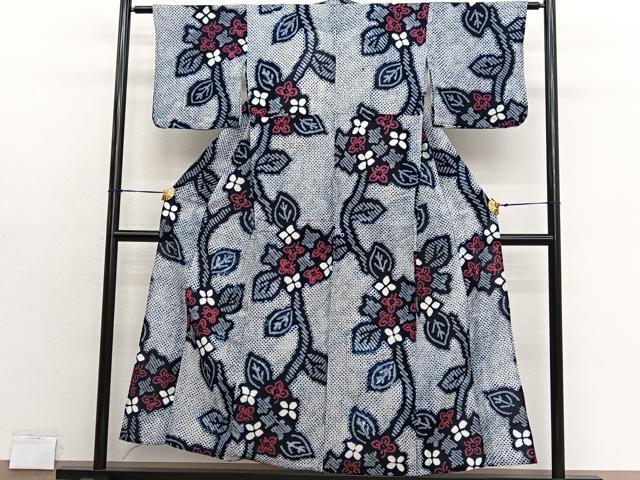 平和屋着物∴夏物　浴衣　有松鳴海絞り　朝顔　綿　逸品　BAAX7413hv