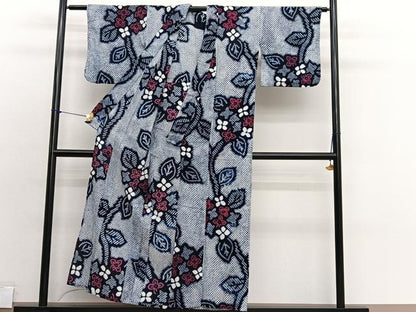 平和屋着物∴夏物　浴衣　有松鳴海絞り　朝顔　綿　逸品　BAAX7413hv
