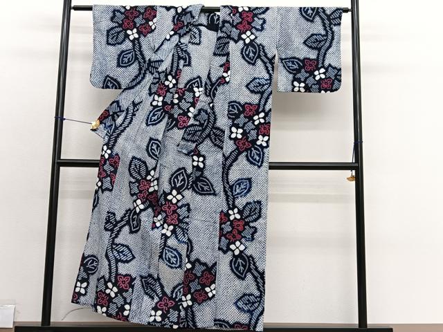 平和屋着物∴夏物　浴衣　有松鳴海絞り　朝顔　綿　逸品　BAAX7413hv