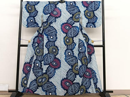 平和屋着物∴夏物　浴衣　有松鳴海絞り　器物文　綿　逸品　BAAX7414hv