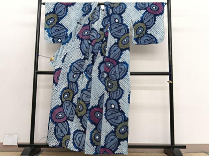 平和屋着物∴夏物　浴衣　有松鳴海絞り　器物文　綿　逸品　BAAX7414hv