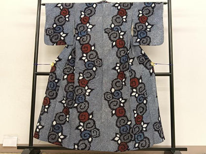 平和屋着物∴夏物　浴衣　有松鳴海絞り　草花文　綿　逸品　BAAX7418hv