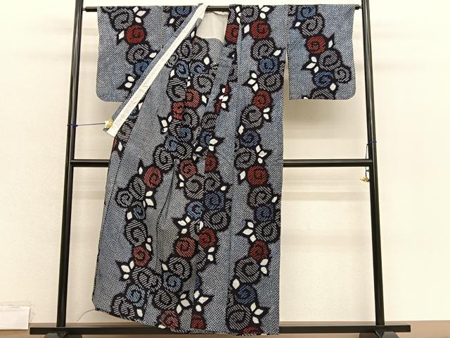 平和屋着物∴夏物　浴衣　有松鳴海絞り　草花文　綿　逸品　BAAX7418hv