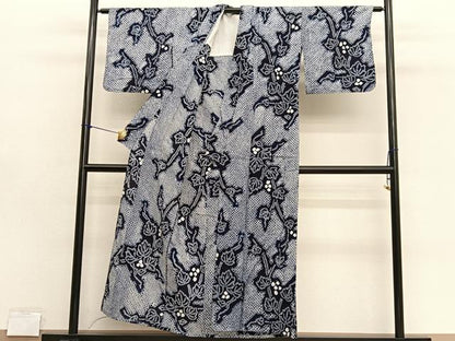 平和屋着物∴夏物　浴衣　有松鳴海絞り　葡萄蔦の葉文　綿　逸品　BAAX7419hv