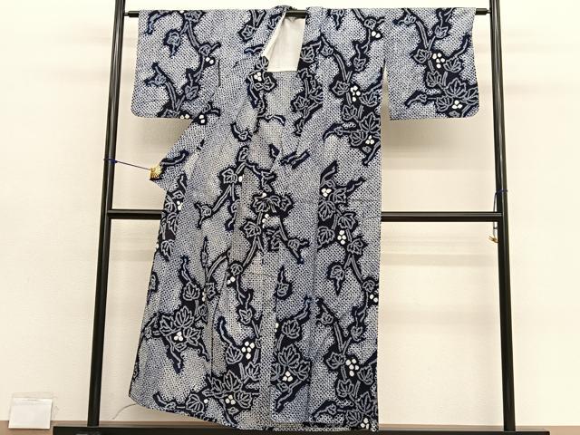 平和屋着物∴夏物　浴衣　有松鳴海絞り　葡萄蔦の葉文　綿　逸品　BAAX7419hv