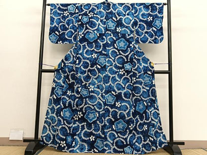 平和屋着物∴夏物　浴衣　有松鳴海絞り　桔梗　綿　逸品　BAAX7421hv