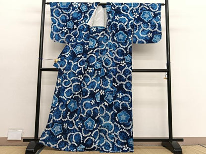 平和屋着物∴夏物　浴衣　有松鳴海絞り　桔梗　綿　逸品　BAAX7421hv